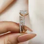 Radiant Cut Diamond White Sterling Silver Available in 3 Colours 3-Piece Wedding Ring Set