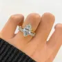 Marquise Cut Diamond White Sterling Silver Available in 3 Colours Halo Wedding Ring Set