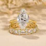 Marquise Cut Diamond White Sterling Silver Available in 3 Colours Halo Wedding Ring Set