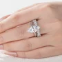 Marquise Cut Diamond White Sterling Silver Available in 3 Colours Halo Wedding Ring Set