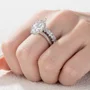 Marquise Cut Diamond White Sterling Silver Available in 3 Colours Halo Wedding Ring Set