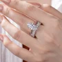 Marquise Cut Diamond White Sterling Silver Available in 3 Colours Halo Wedding Ring Set