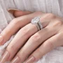 Marquise Cut Diamond White Sterling Silver Available in 3 Colours Halo Wedding Ring Set