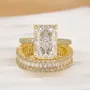 Radiant Cut Diamond White Sterling Silver Available in 3 Colours Wedding Ring Set