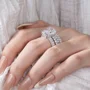 Radiant Cut Diamond White Sterling Silver Available in 3 Colours Wedding Ring Set