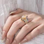 Marquise Cut Diamond White Sapphire Blue Yellow Gold Sterling Silver Insert Wedding Ring Set