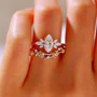Marquise Cut Diamond White Sterling Silver Yellow Gold Bridal Sets