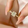 Cushion Cut Diamond White Sterling Silver Halo Engagement Ring
