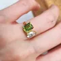 Pear and Emerald Cut Sterling Silver Two Stone Personalized Family Birthstone Mother Daughter Ring