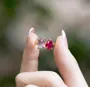 Pear and Emerald Cut Sterling Silver Two Stone Personalized Family Birthstone Mother Daughter Ring