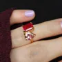 Pear and Emerald Cut Sterling Silver Two Stone Personalized Family Birthstone Mother Daughter Ring