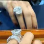 Diamond White Radiant Cut 925 Sterling Silver 2-Piece Halo Bridal Sets