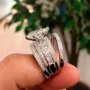 Marquise Cut Diamond White 925 Sterling Silver 3-Piece Bridal Sets
