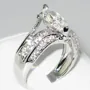 Marquise Cut Diamond White 3-piece Bridal Sets in 925 Sterling Silver