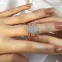 Radiant Cut Diamond White Sterling Silver Insert Halo Ring Set