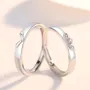 Round Diamond White Sterling Silver Couple Rings