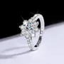 Round Cut Moissanite Diamond White 925 Sterling Silver Halo Engagement Ring