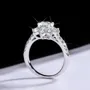 Round Cut Moissanite Diamond White 925 Sterling Silver Halo Engagement Ring