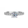 Round Cut Moissanite Diamond White 925 Sterling Silver Classic Engagement Ring