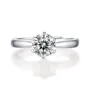 Round Cut Moissanite Diamond White 925 Sterling Silver Adjustable Size Solitaire Engagement Ring