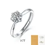 Round Cut Moissanite Diamond White 925 Sterling Silver Adjustable Size Solitaire Engagement Ring