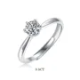 Round Cut Moissanite Diamond White 925 Sterling Silver Adjustable Size Solitaire Engagement Ring