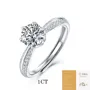 Round Cut Moissanite Diamond White 925 Sterling Silver Adjustable Size Engagement Ring