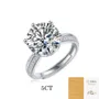 Round Cut Moissanite Diamond White 925 Sterling Silver Adjustable Size Engagement Ring