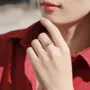 Round Cut Moissanite Diamond White 925 Sterling Silver Adjustable Size Engagement Ring