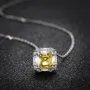 Asscher Citrine Yellow 925 Sterling Silver 16" Necklace