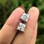 Fancy Princess Cut Stud Earrings In 925 Sterling Silver