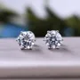 Diamond White Round Cut Stud Earrings In 925 Sterling Silver